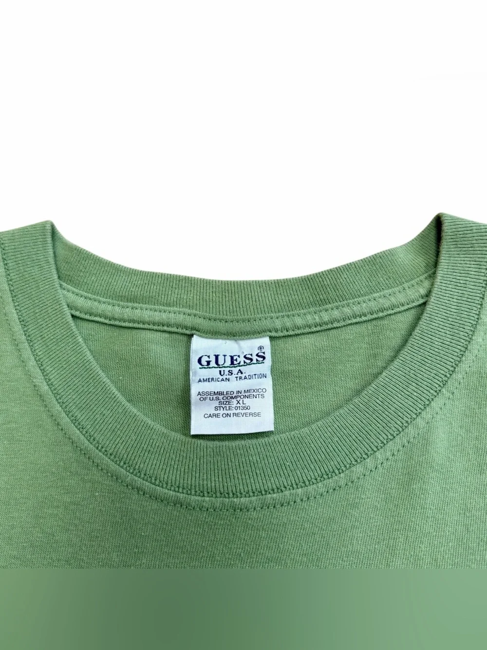 Vintage 90s Guess Jeans USA Green Big Classic Logo Short Sleeve T Shirt Size XL - Picture 6 of 7